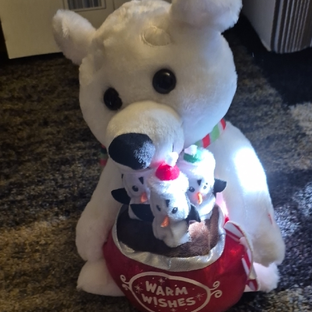 Gemmy Festive Polar Bear with Penguins Decor - Picture 4 of 7